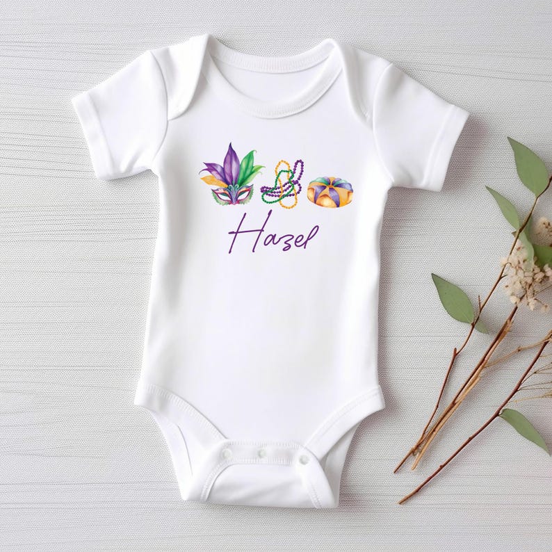 Mardi Gras Baby Bodysuit, Adorable Mardi Gras Parade Outfit for Boys and Girls