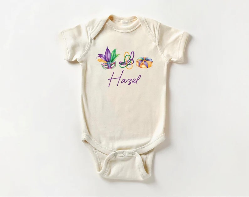 Mardi Gras Baby Bodysuit, Adorable Mardi Gras Parade Outfit for Boys and Girls