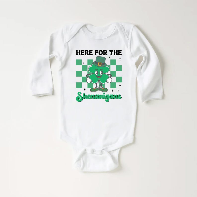 St. Patrick's Day Baby Shirt, Four Leaf Clover Kids Outfit for St. Paddy’s Day