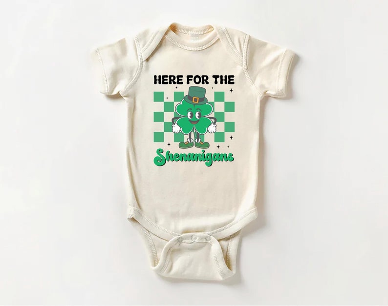 St. Patrick's Day Baby Shirt, Four Leaf Clover Kids Outfit for St. Paddy’s Day