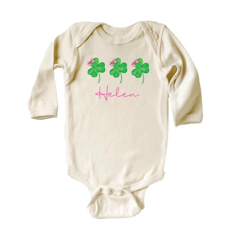 Girls St. Patrick's Day Baby Bodysuit, Custom Name Outfit for Kids