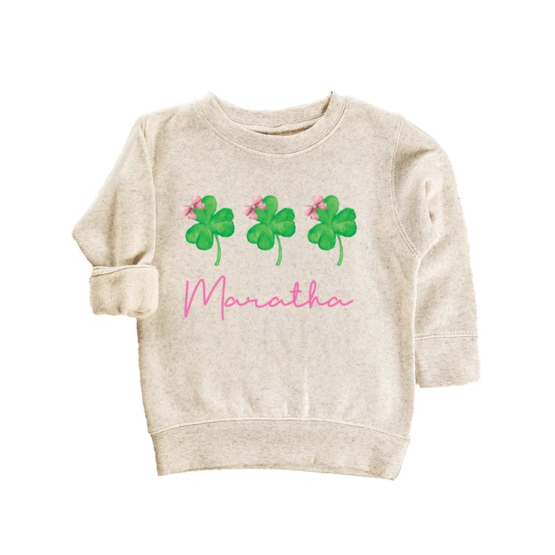 Girls St. Patrick's Day Baby Sweatshirt, Custom Name Outfit for Kids