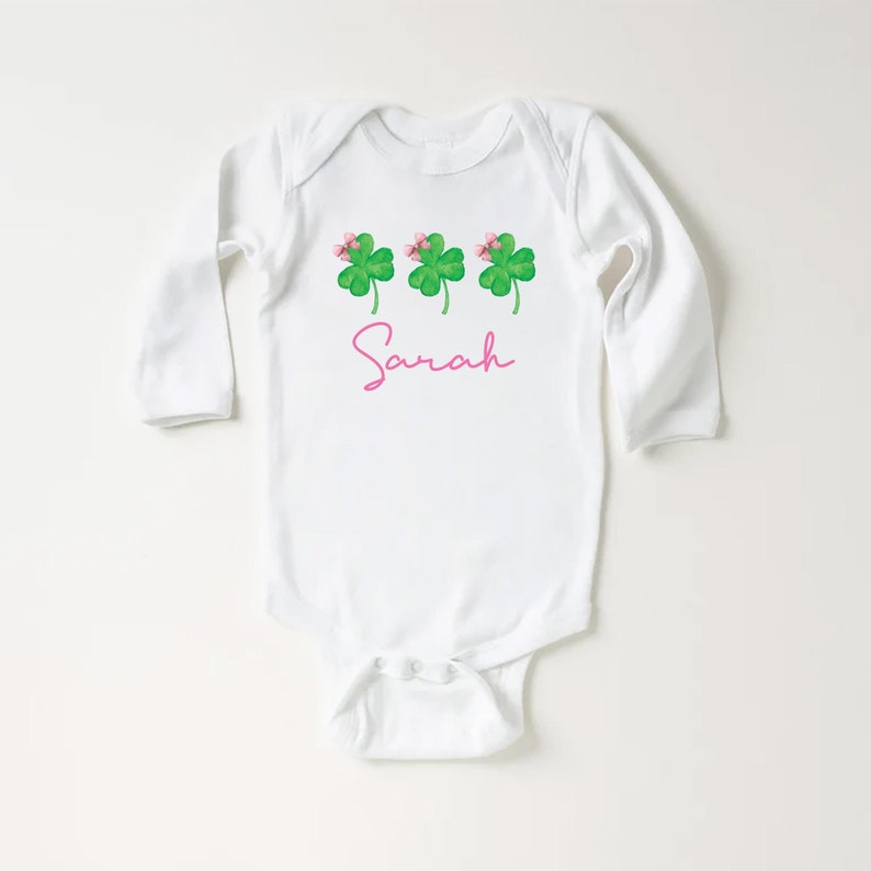 Girls St. Patrick's Day Baby Shirt, Custom Name Outfit for Kids