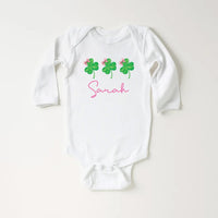 Girls St. Patrick's Day Baby Shirt, Custom Name Outfit for Kids