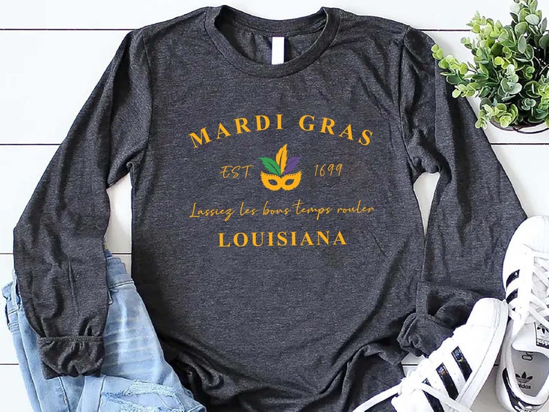 Mardi Gras Long Sleeve Shirt, Mardi Gras Party Gift