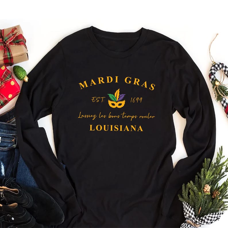 Mardi Gras Long Sleeve Shirt, Mardi Gras Party Gift