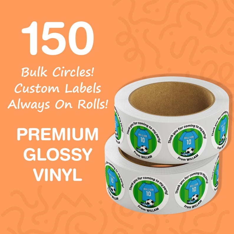 150 Labels on Roll, Premium Gloss Waterproof Labels