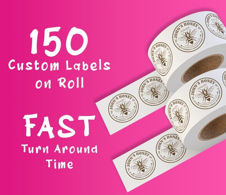 150 Labels on Roll, Premium Gloss Waterproof Labels