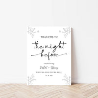 Rehearsal Dinner Welcome Sign, The Night Before Wedding Sign, Modern Minimalist Wedding Sign