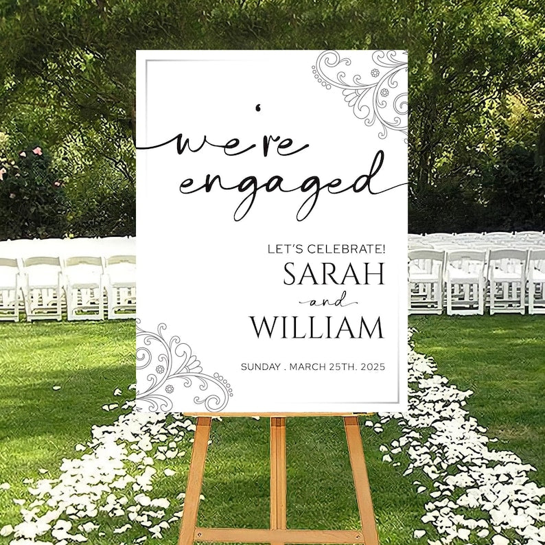 Minimalist Engagement Party Welcome Sign, Modern Engagement Party Decorations