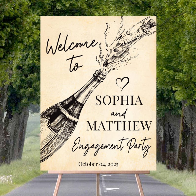 Engagement Party Welcome Sign, Engagement Decor, Custom We're Engaged Sign