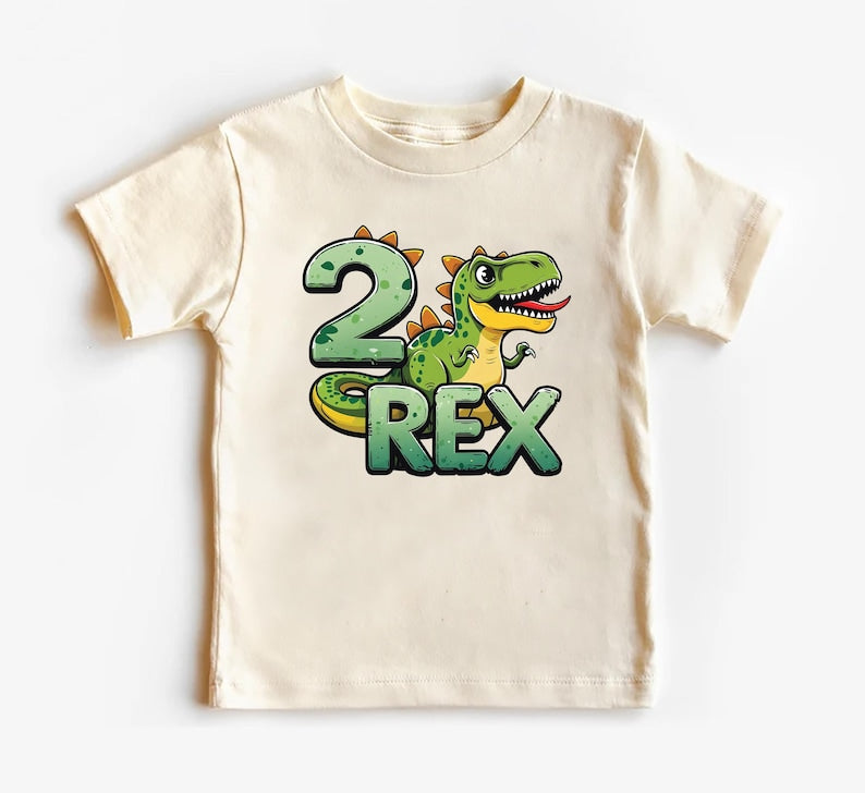 Two Rex Birthday Baby Shirt, Cute 2nd Birthday Kids Dino Party Outfit