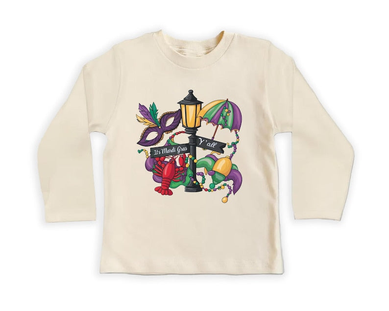 It's Mardi Gras Y'all Baby Shirt, Festive Mardi Gras Kids Outfit