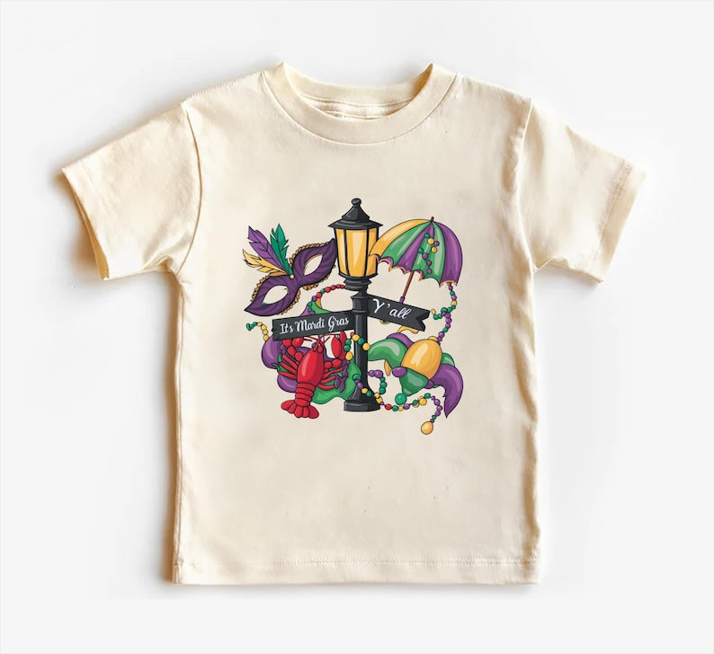 It's Mardi Gras Y'all Baby Shirt, Festive Mardi Gras Kids Outfit