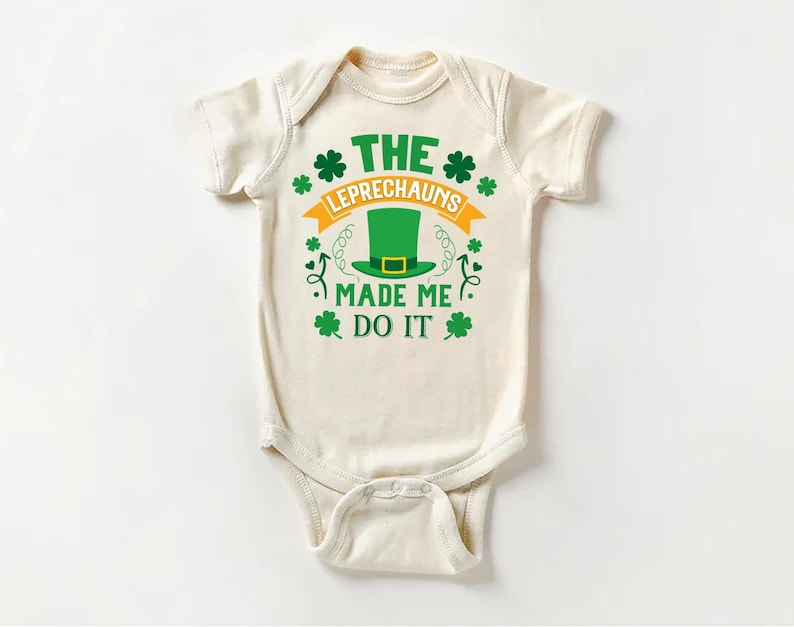 The Leprechaun Made Me Do It Baby Shirt, Cute Saint Patrick's Day Kids Outfit