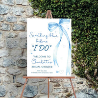 Something Blue Before I Do Welcome Sign, Blue Bow Bridal Shower Sign, Wedding Shower Decor