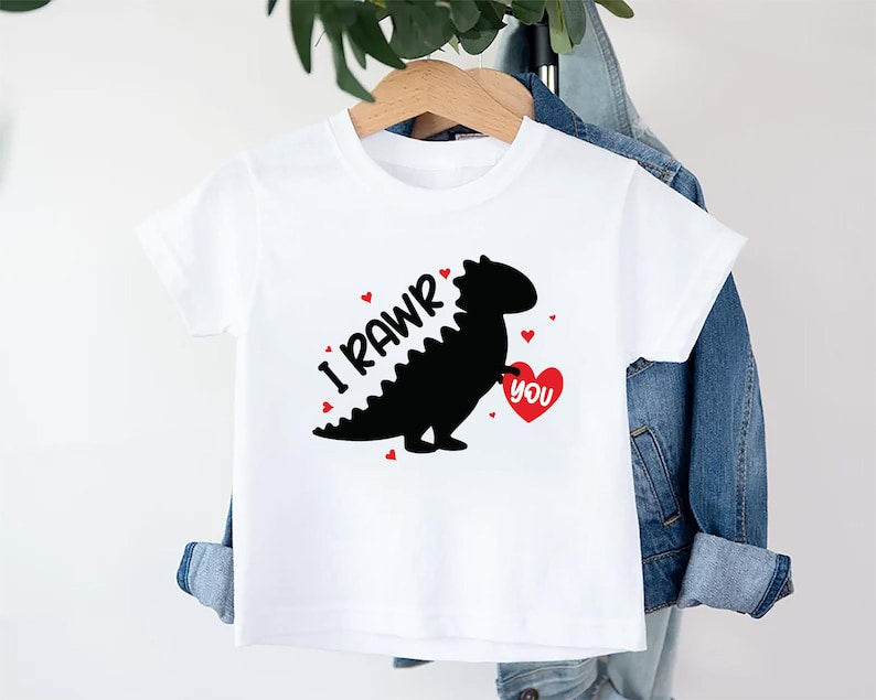 I Rawr You Dinosaur Heart Baby Sweatshirt, Kids Dino Valentine Outfit