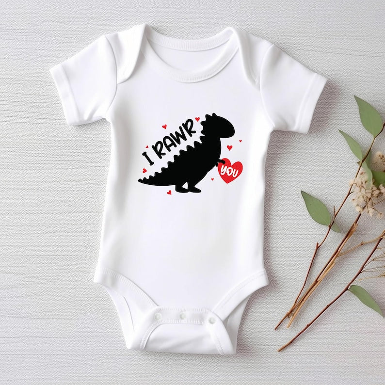 I Rawr You Dinosaur Heart Baby Sweatshirt, Kids Dino Valentine Outfit