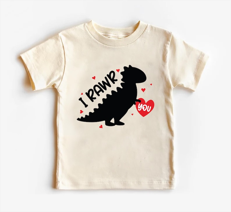 I Rawr You Dinosaur Heart Baby Shirt, Kids Dino Valentine Outfit