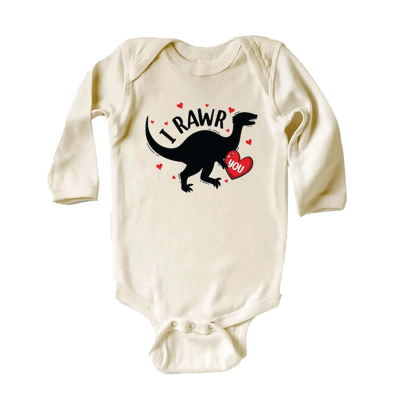 I Rawr You Dinosaur Heart Baby Shirt, Kids Dino Valentine Outfit