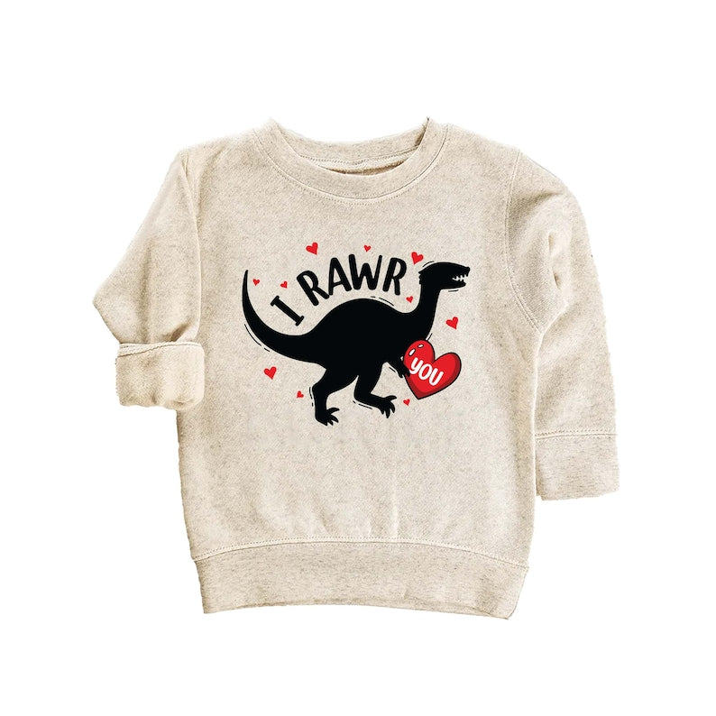 I Rawr You Dinosaur Heart Baby Sweatshirt, Kids Dino Valentine Outfit