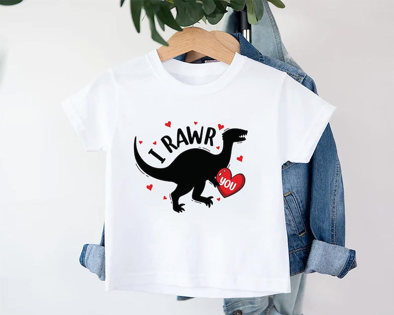 I Rawr You Dinosaur Heart Baby Sweatshirt, Kids Dino Valentine Outfit