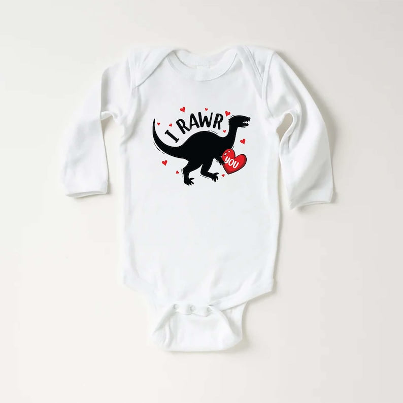 I Rawr You Dinosaur Heart Baby Sweatshirt, Kids Dino Valentine Outfit