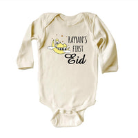 Custom My First Eid Baby Bodysuit, Muslim Eid Mubarak Outfit for 1st Eid