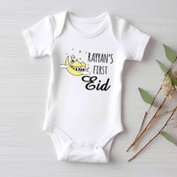 Custom My First Eid Baby Bodysuit, Muslim Eid Mubarak Outfit for 1st Eid