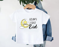 Custom My First Eid Baby Shirt, Muslim Eid Mubarak Outfit for 1st Eid