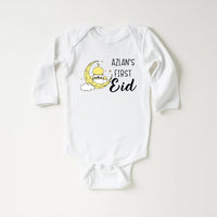 Custom My First Eid Baby Shirt, Muslim Eid Mubarak Outfit for 1st Eid