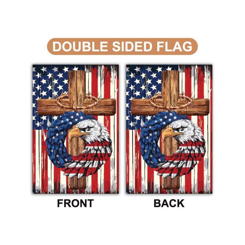 Patriotic Stars and Stripes Eagle Garden Flag, 12x18 Inch Double Sided