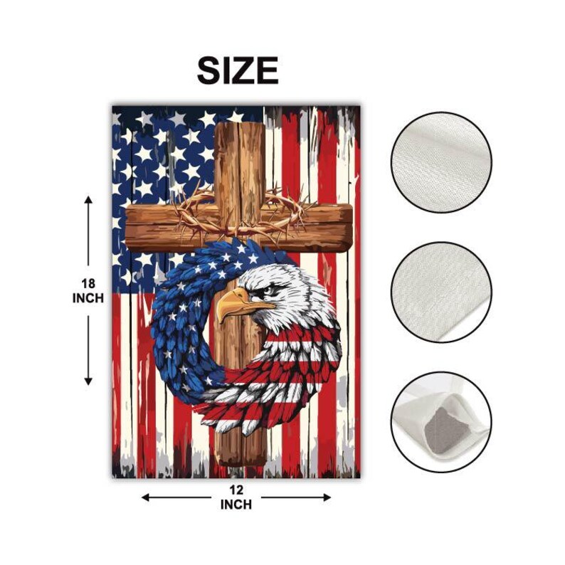 Patriotic Stars and Stripes Eagle Garden Flag, 12x18 Inch Double Sided