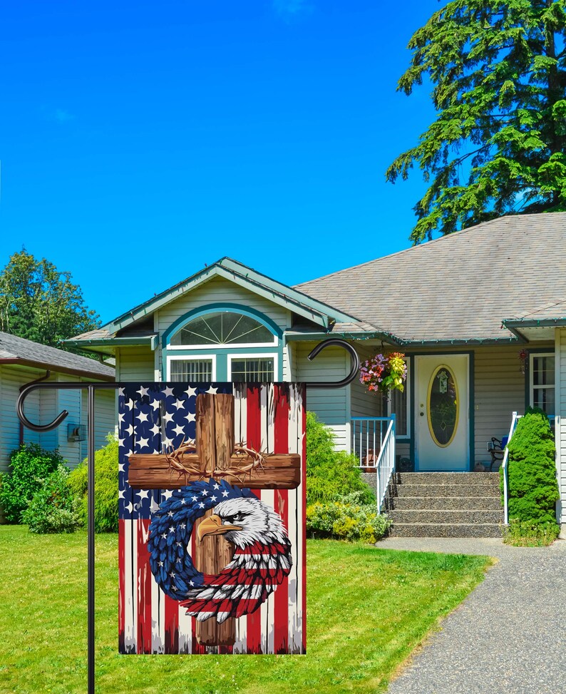 Patriotic Stars and Stripes Eagle Garden Flag, 12x18 Inch Double Sided