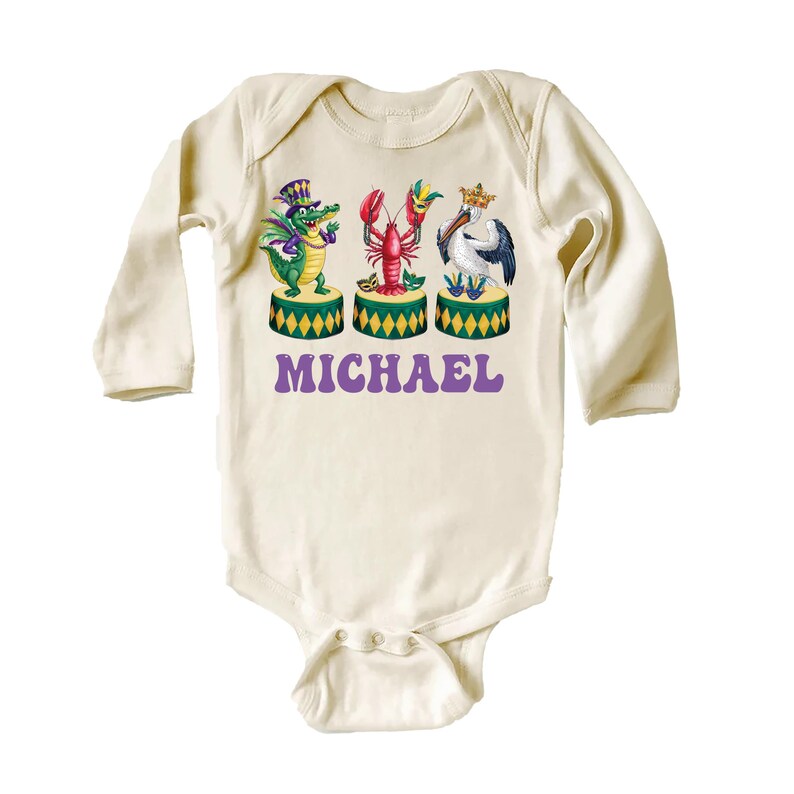 Personalized Mardi Gras Baby Bodysuit, Adorable Mardi Gras Parade Outfit