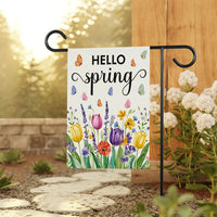 Hello Spring Tulip Lavender Welcome Garden Flag, 12x18 Inch Double Sided, Seasonal Flower Yard Holiday Decorations, Easter Hello Spring Flag