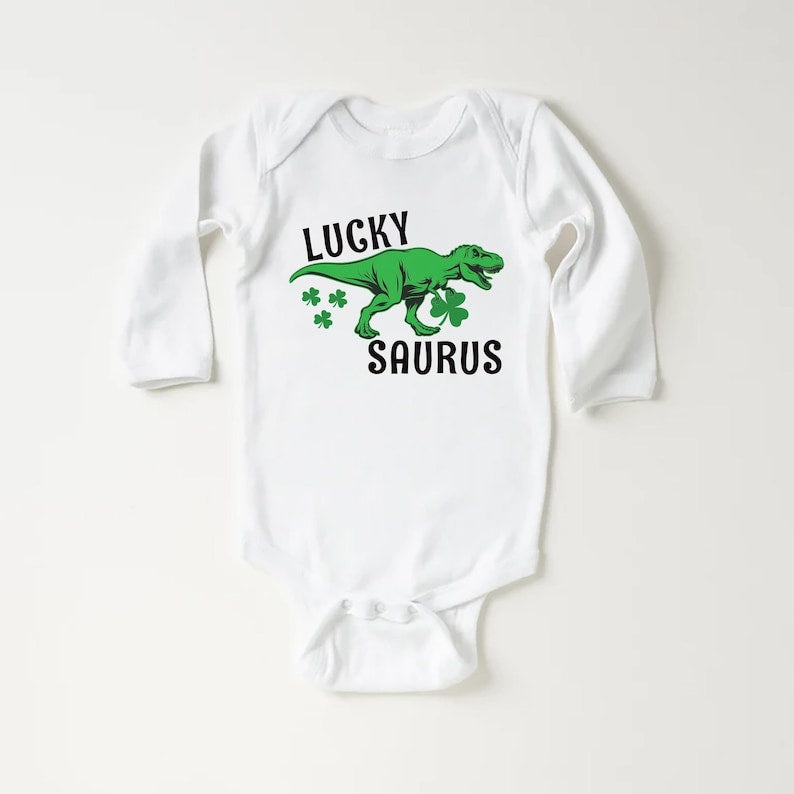 Lucky Saurus St. Patrick's Day Baby Shirt, Saint Patrick’s Day Gift