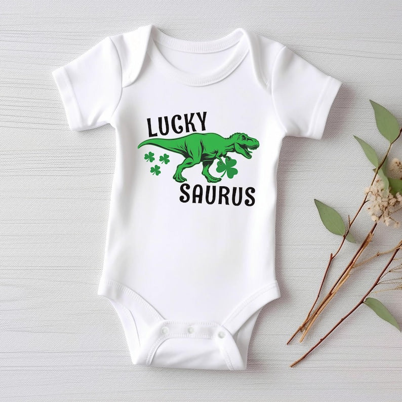 Lucky Saurus St. Patrick's Day Baby Shirt, Saint Patrick’s Day Gift