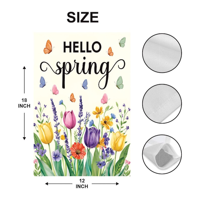 Hello Spring Tulip Lavender Welcome Garden Flag, 12x18 Inch Double Sided, Seasonal Flower Yard Holiday Decorations, Easter Hello Spring Flag