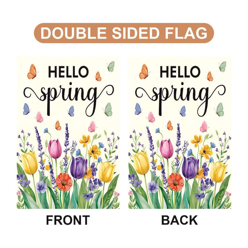 Hello Spring Tulip Lavender Welcome Garden Flag, 12x18 Inch Double Sided, Seasonal Flower Yard Holiday Decorations, Easter Hello Spring Flag