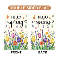 Hello Spring Tulip Lavender Welcome Garden Flag, 12x18 Inch Double Sided, Seasonal Flower Yard Holiday Decorations, Easter Hello Spring Flag