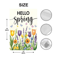 Hello Spring Tulip Lavender Welcome Garden Flag, 12x18 Inch Double Sided, Seasonal Flower Yard Holiday Decorations, Easter Hello Spring Flag