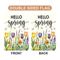 Hello Spring Tulip Lavender Welcome Garden Flag, 12x18 Inch Double Sided, Seasonal Flower Yard Holiday Decorations, Easter Hello Spring Flag