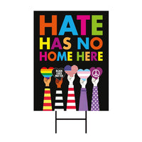 Hate Has No Home Here Yard Sign - Black Lives Matter Lawn Sign, Human Rights Sign, Anti Racism Sign Outside Garden Decor with Metal H-Stake