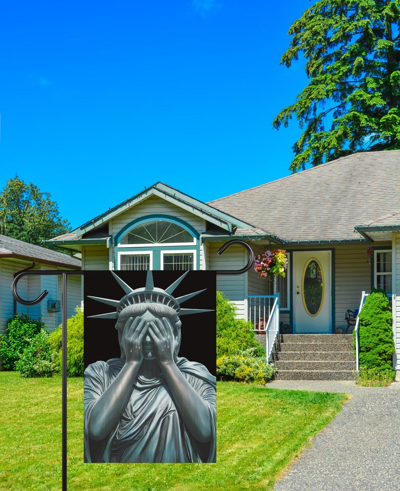 Weeping Statue of Liberty Garden Flag, 12x18 Inch Double Sided, Anti-Trump Flag, Human Rights Flag, Anti Racism Flag, Lady Liberty Flag