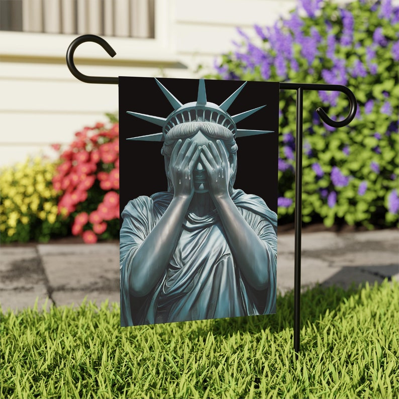 Weeping Statue of Liberty Garden Flag, 12x18 Inch Double Sided, Anti-Trump Flag, Human Rights Flag, Anti Racism Flag, Lady Liberty Flag