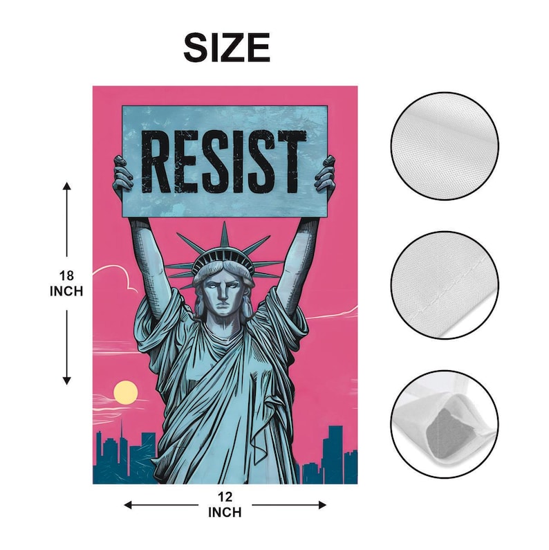 Statue of Liberty Resist Garden Flag, 12x18 Inch Double Sided, Resist Hate Flag, Anti-Trump, Pro Women's Rights Flag, Resist Racism Flag