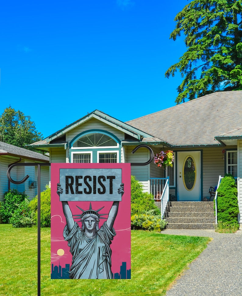 Statue of Liberty Resist Garden Flag, 12x18 Inch Double Sided, Resist Hate Flag, Anti-Trump, Pro Women's Rights Flag, Resist Racism Flag