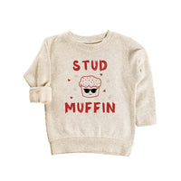 Stud Muffin Valentine's Day Baby Sweatshirt, Cute Love Heart Kids Outfit