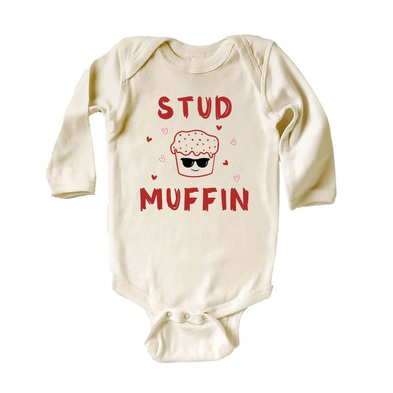 Stud Muffin Valentine's Day Baby Sweatshirt, Cute Love Heart Kids Outfit